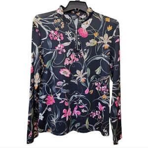 CEGOLFS ATHLETIC Floral Black Long Sleeve Top